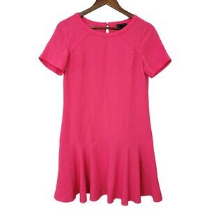 Banana Republic Flounce Drop Waist Shift Dress Womens Size 4 Pink Keyhole Back